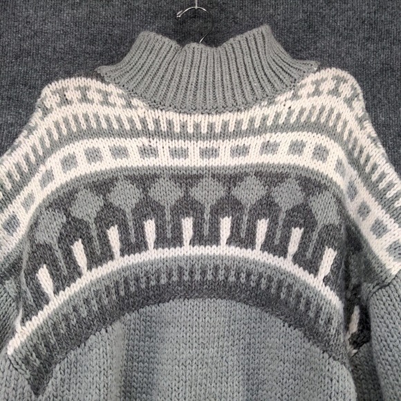 Pringle of Scotland x H&M Women's Cropped Sweater Gray Medium Fair Isle - Picture 3 of 12